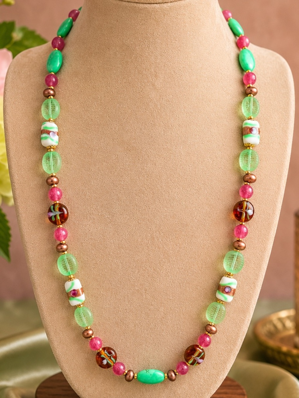 Handmade Vintage Lampwork and Czech Glass beaded Necklace